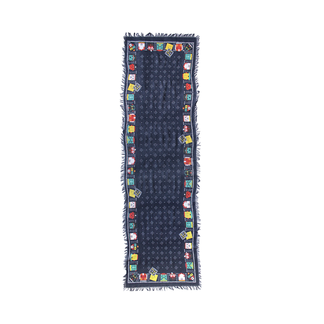 캐피탈 레이온 프린지 스톨 카치나 & 패키쉬 레인보위 네이비(Kapital Rayon Fringe Stole Kachina & Peckish Rainbowy Navy) - 2