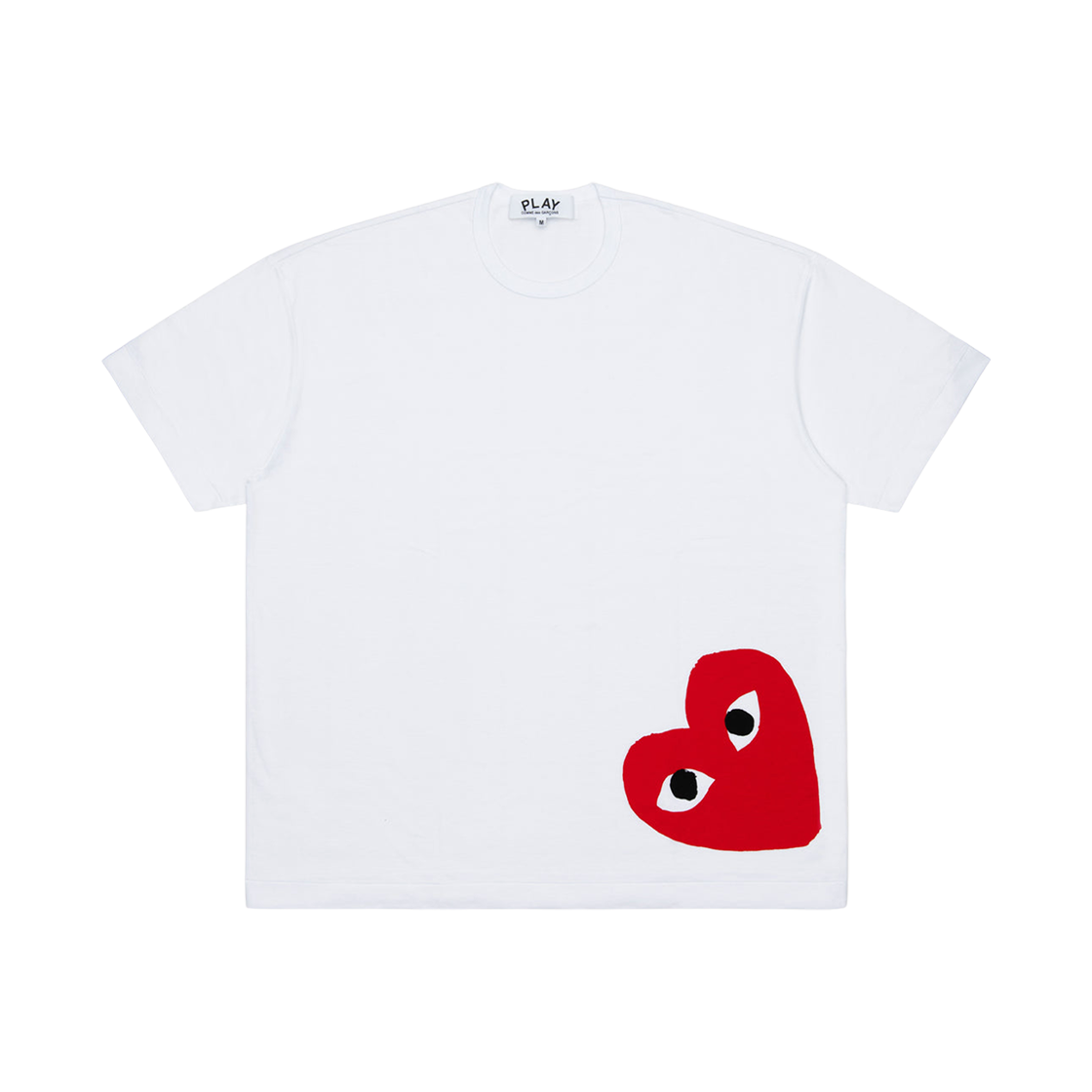 AX-T349-051-1 Play Comme des Garcons Oversized Red Heart T-Shirt White