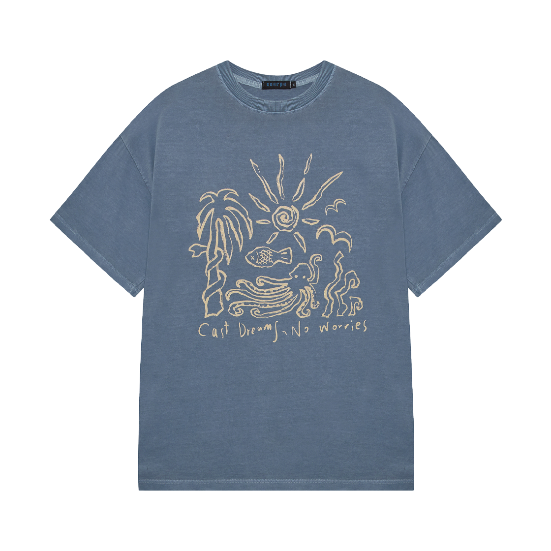 SSERPE25SST02-3 SSERPE Cast Dreams No Worries Pigment Half Sleeve T Light Blue