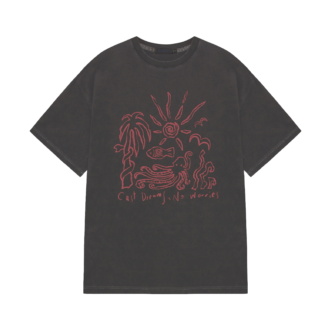 SSERPE25SST02-1 SSERPE Cast Dreams No Worries Pigment Half Sleeve T Charcoal