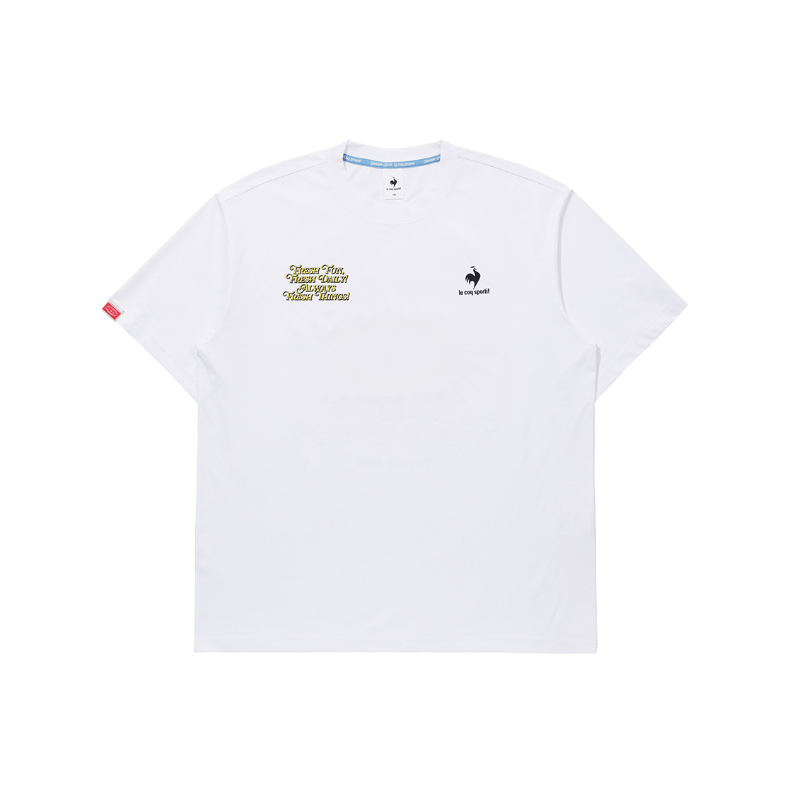 르꼬끄 스포르티브 르꼬끄X그로서리스터프 유니 듀얼플렉스 반팔티 - 화이트(QQ223LRS47)(le coq sportif Grocery Stuff X LCS Dual-Flex Back Graphic Short Sleeve T-Shirt Off-White)