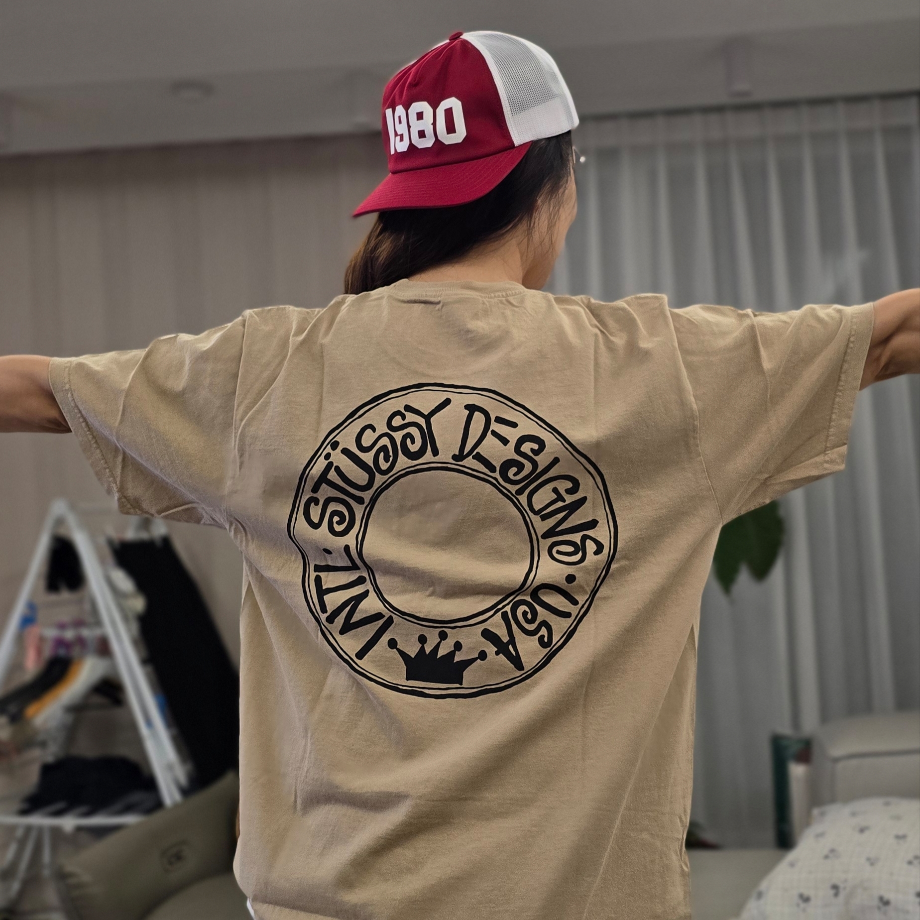 Stussy Buana Pigment Dyed T-Shirt Black 착용 스타일