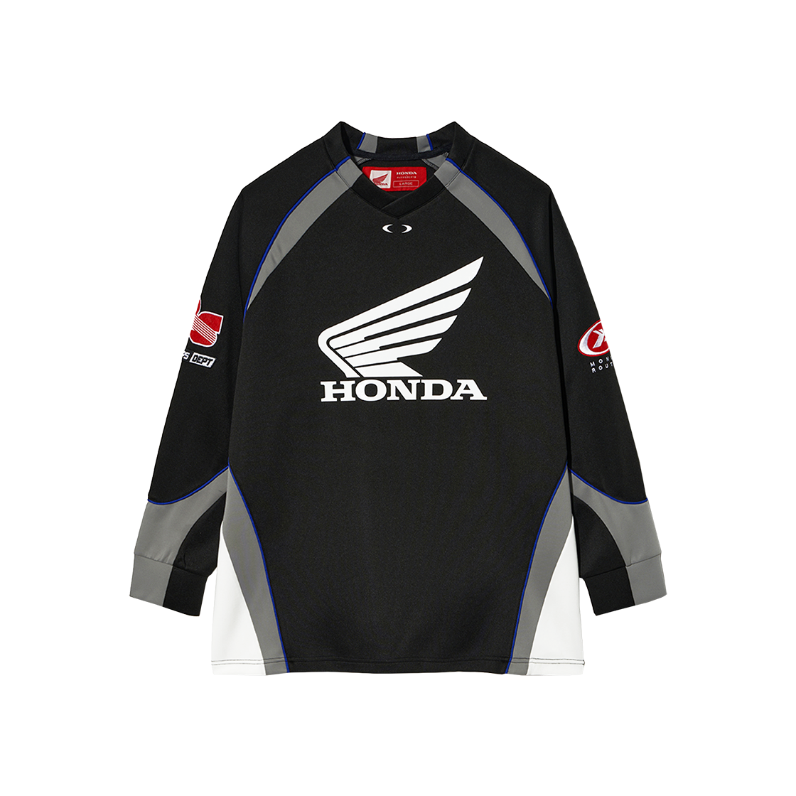 HEF1LS302ABK Honda Motorcycle Raglan Jersey Black