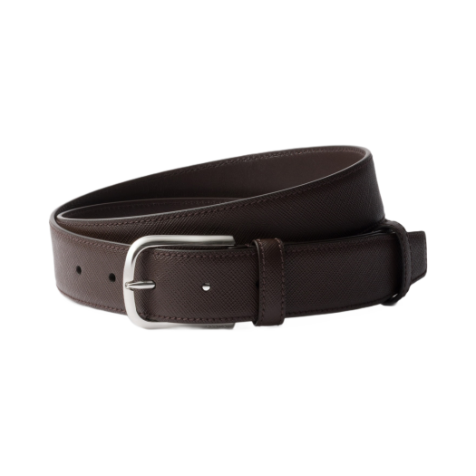 Prada Saffiano Leather Belt Coffee