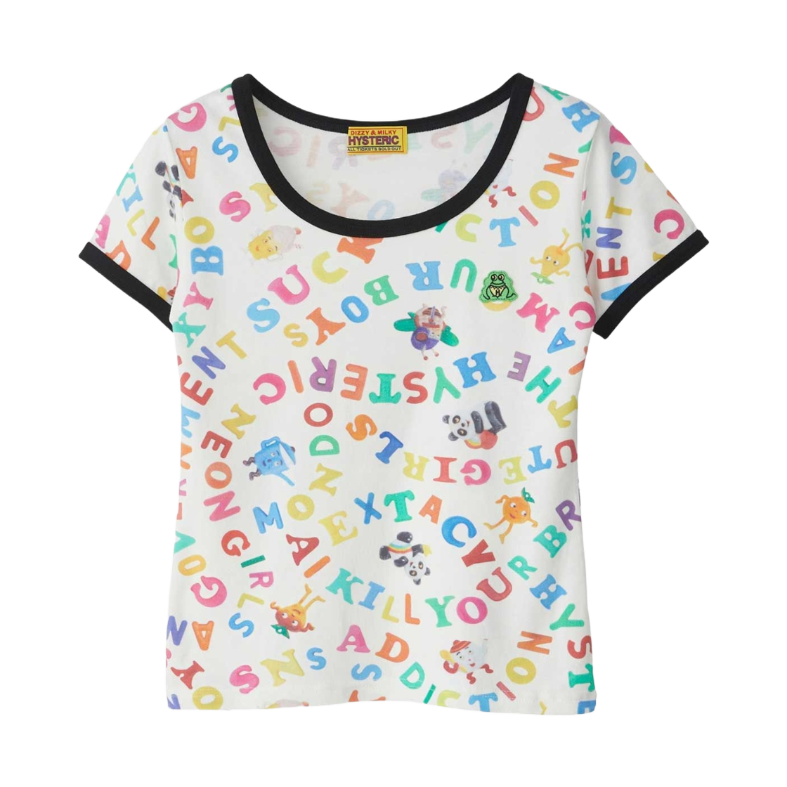 (W) 히스테릭 글래머 SNS 어딕션 패턴 치비 티셔츠 화이트((W) Hysteric Glamour SNS Addiction Patterned Chibi T-Shirt White) - 1