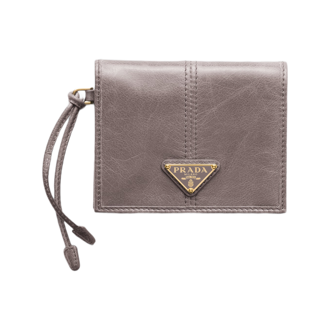 1MV204-2CYR-F0116 Prada Small Leather Wallet Dark Grey