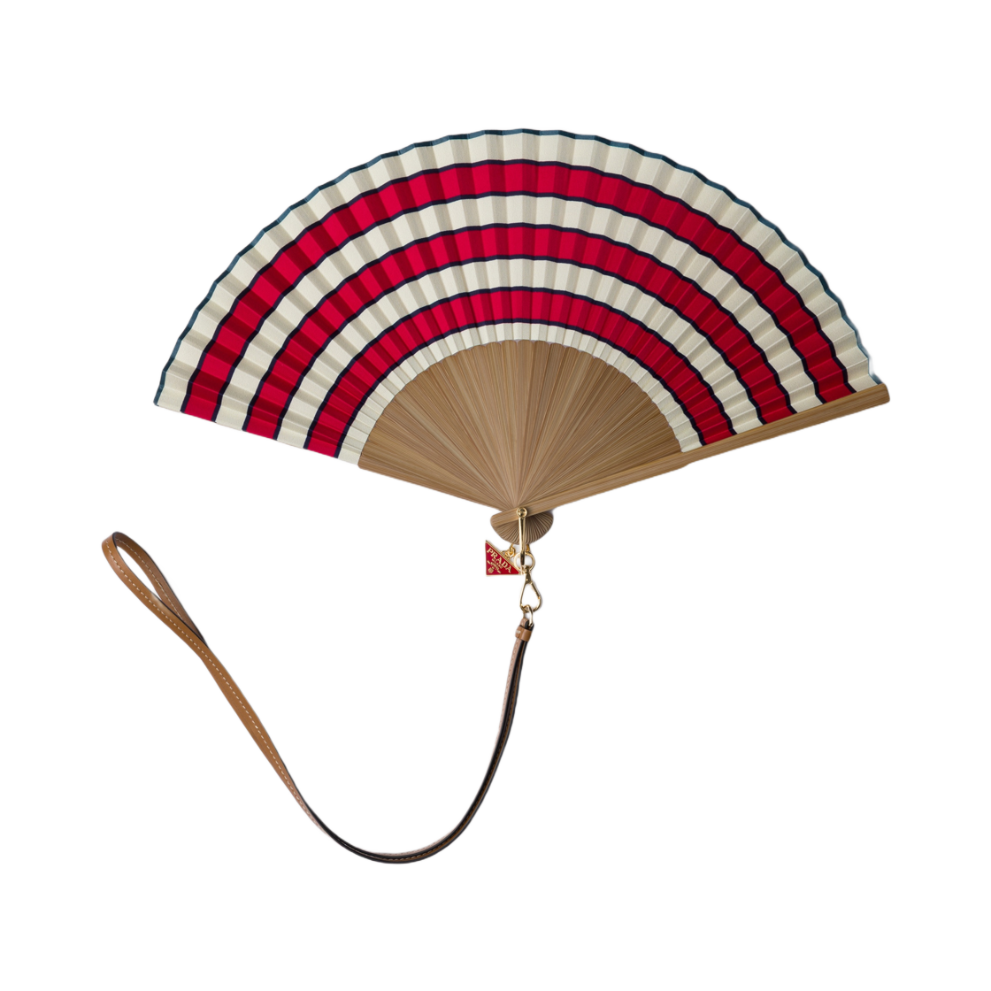 1TT234-2HGO-F0N33 Prada Fan With Leather Strap Chalk White Red
