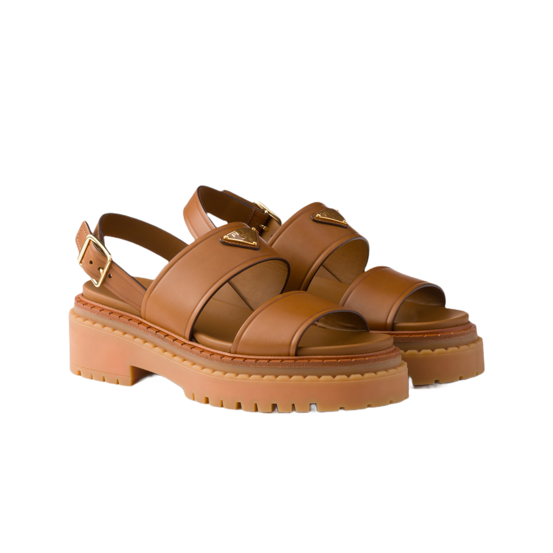 (W) 프라다 레더 샌들 라이트 탄((W) Prada Leather Sandals Light Tan) - 2