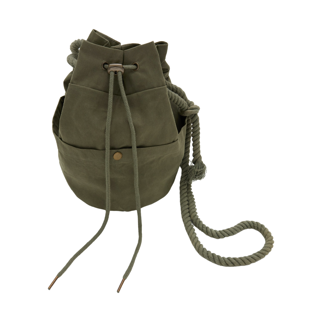 SSERPE25SSBG02-2 SSERPE Waxed Cotton Hippie Bag Khaki