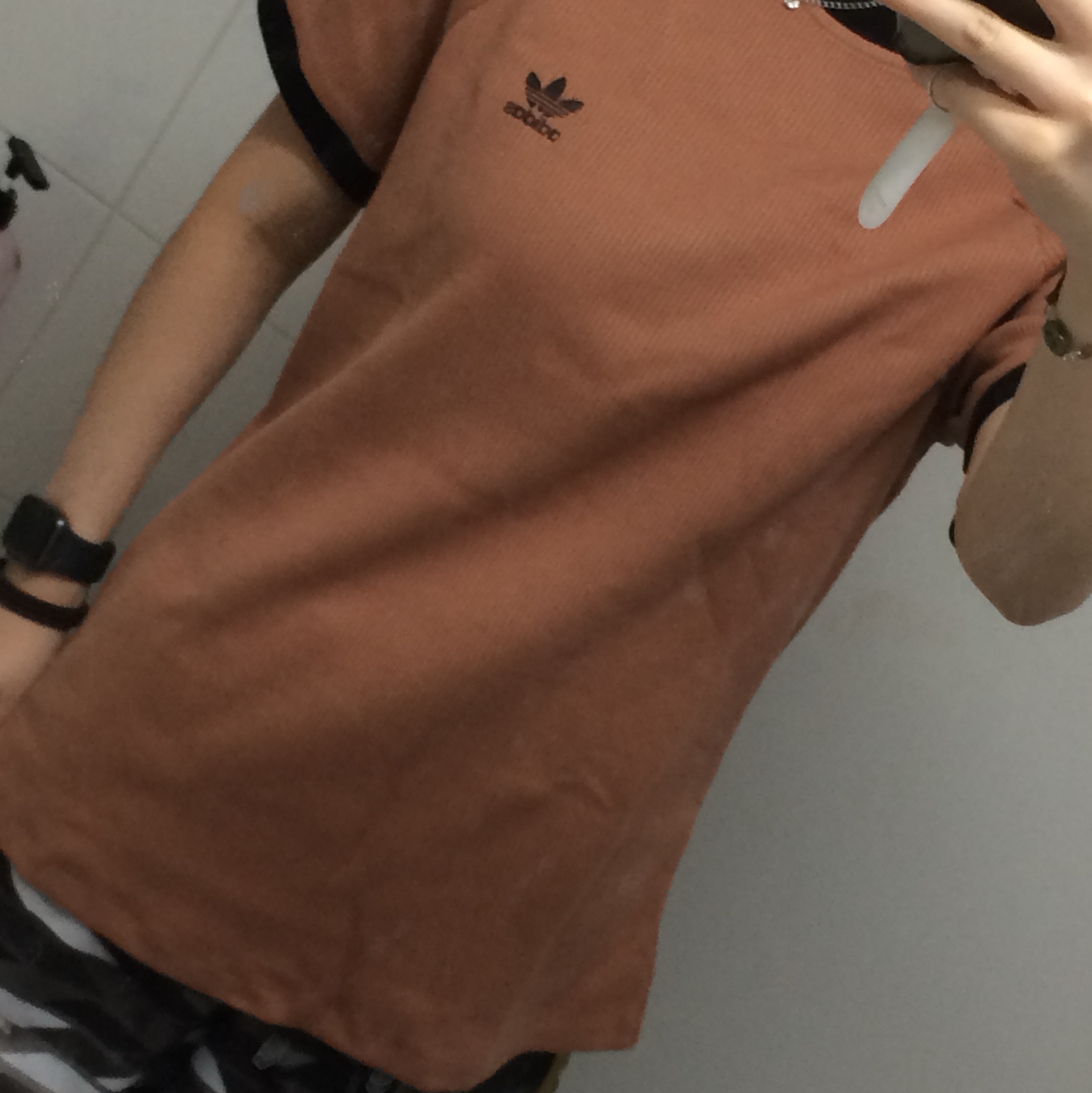 (W) Adidas 3-Stripes Slim T-Shirt Clay Strata - KR Sizing 착용 스타일 - 2