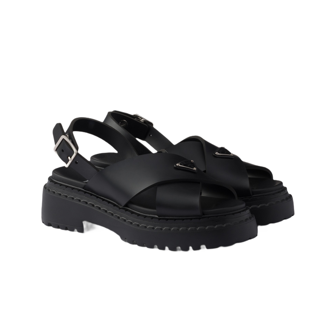 (W) 프라다 러버 샌들 블랙((W) Prada Rubber Sandals Black) - 2