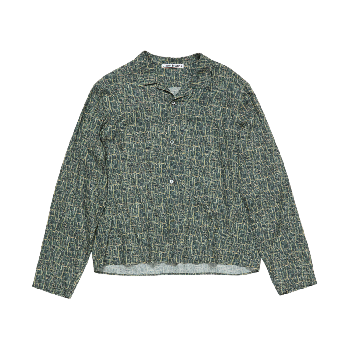 아크네 스튜디오 모노그램 버튼업 셔츠 블루 멀티(Acne Studios Monogram Button Up Shirt Blue Multi) - 1