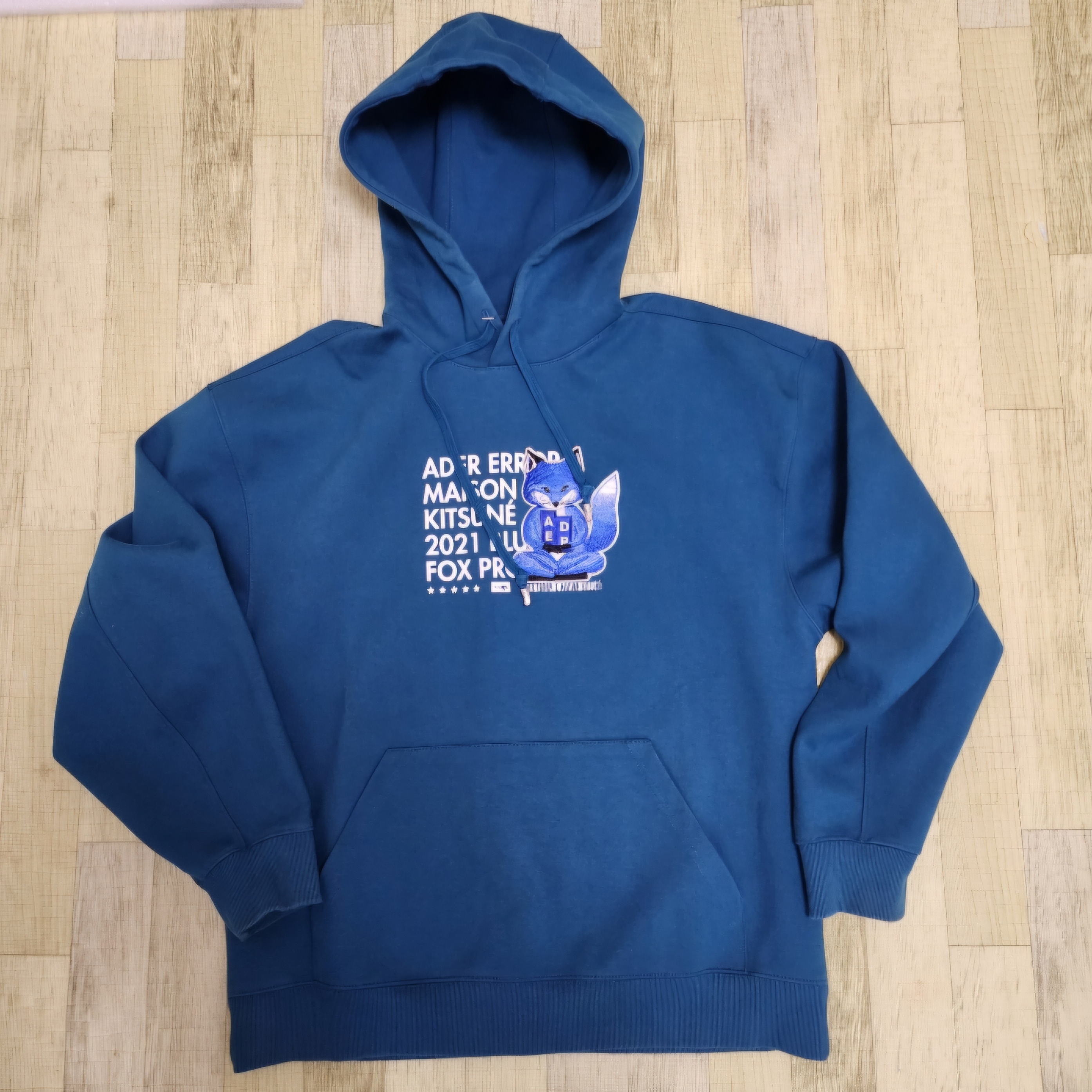 Maison Kitsune x Ader Error Meditation Fox Hoodie Turquoise 착용 스타일