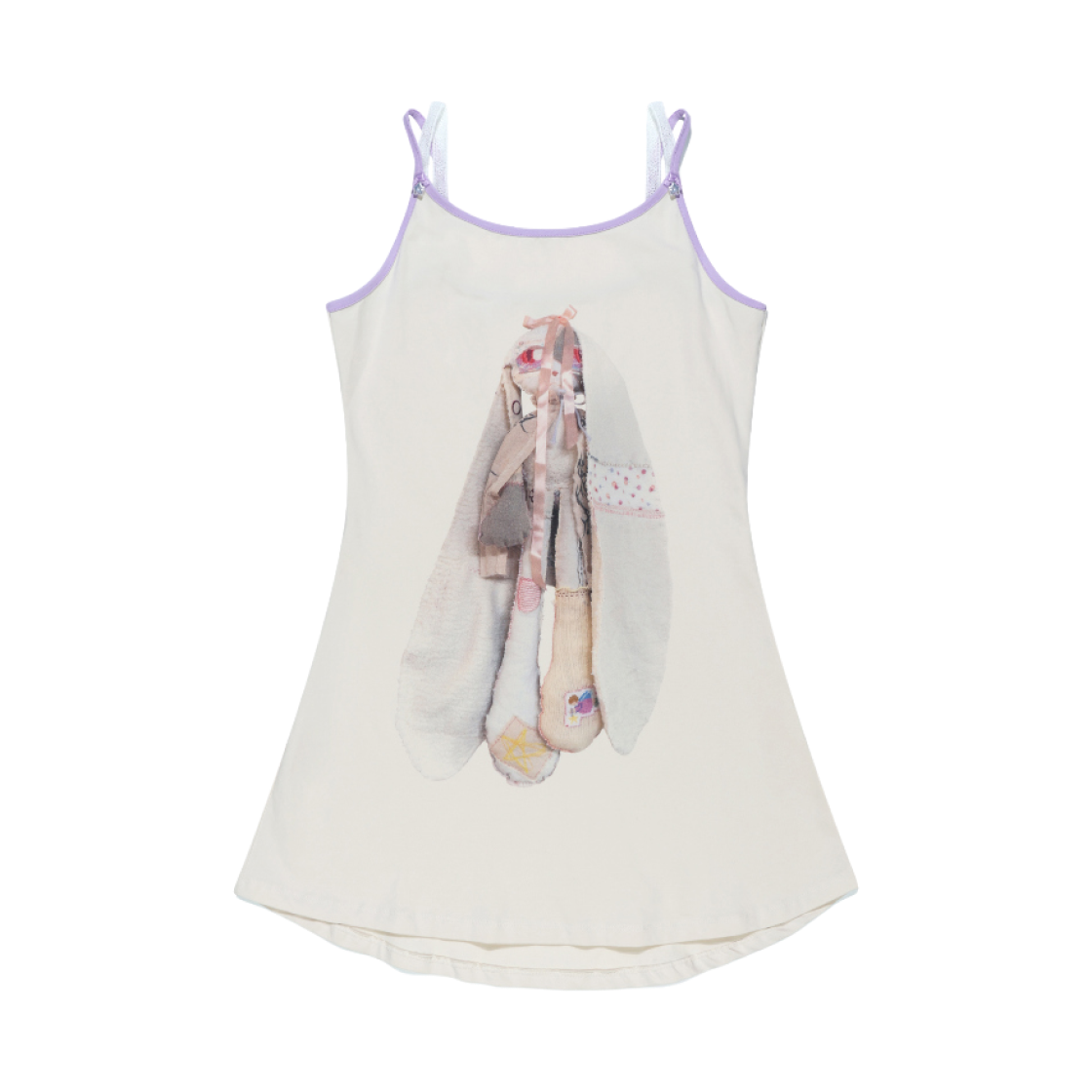 페르트 x 윤아 러브 킴 버니 돌 레이서 백 미니 드레스 크림(Pehrt x Yoona Love Kim Bunny Doll Racer Back Mini Dress Cream)