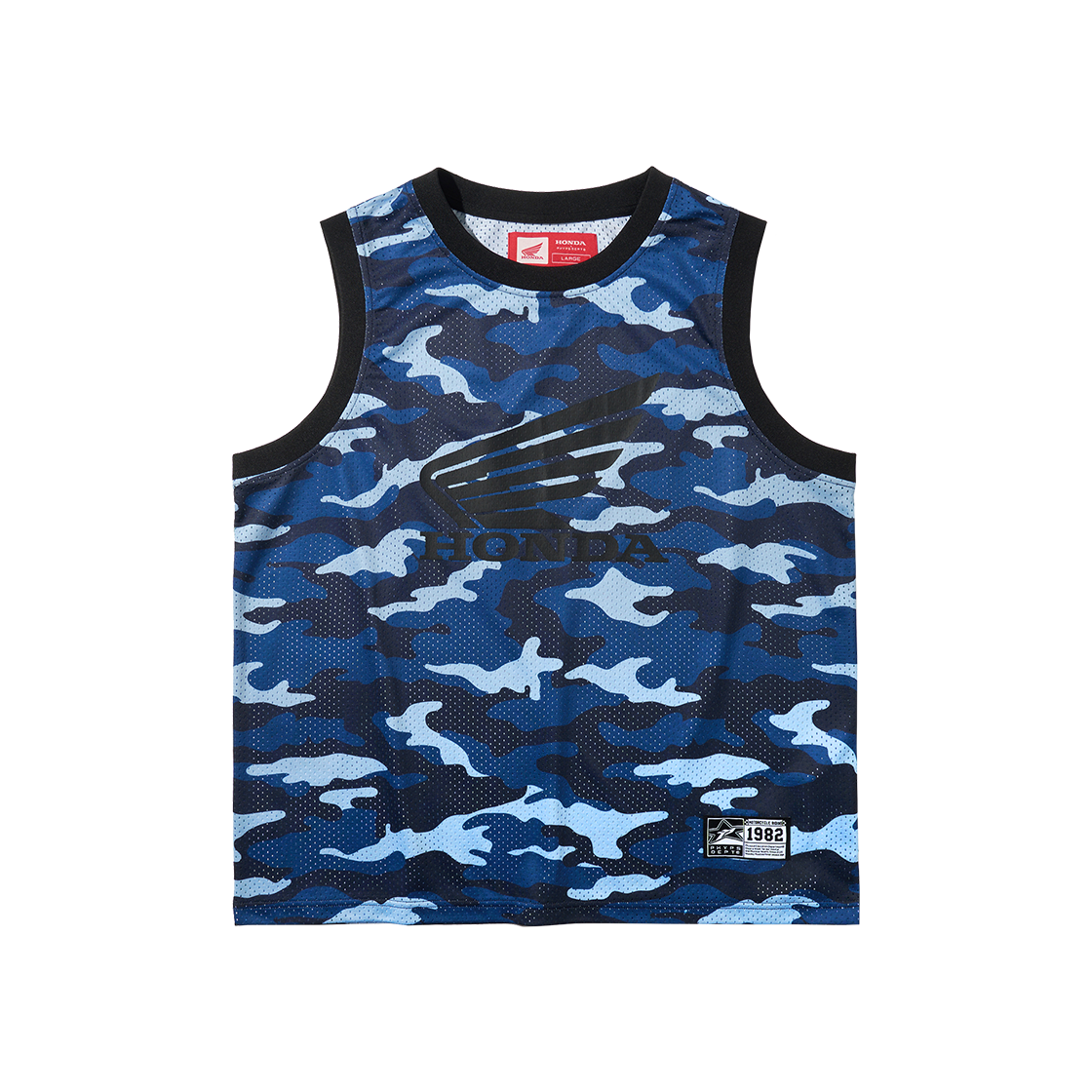 혼다 오리지널 윙 로고 메쉬 슬리브리스 카모 블루
