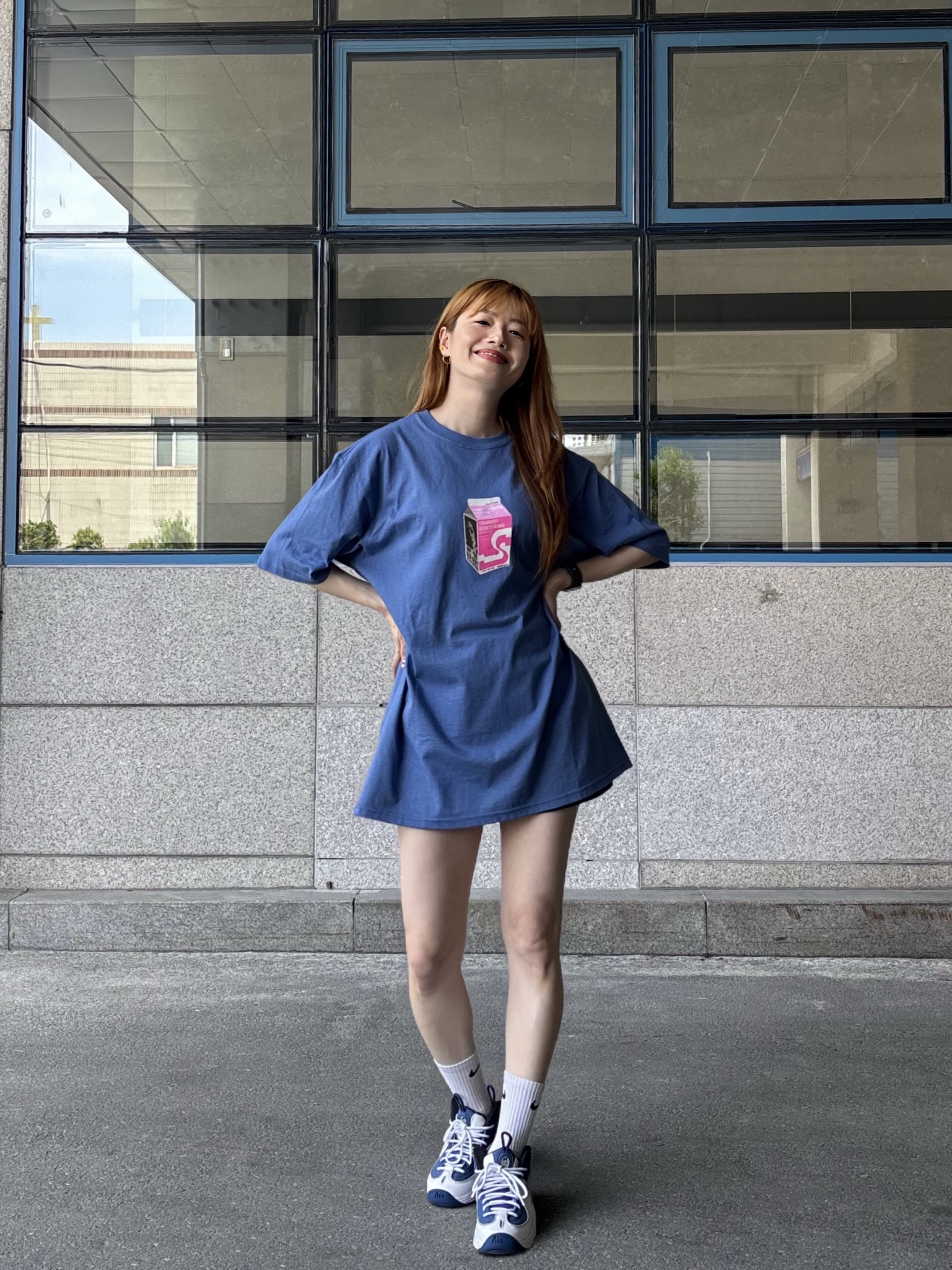 Stussy Milk T-Shirt Pacific, Nike Air Penny II Atlantic Blue 착용 스타일 - 3