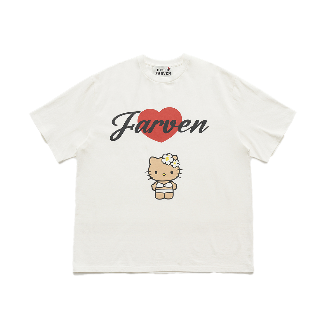 파르벵 x 태닝 헬로 키티 비키니 티셔츠 화이트(Farven x Tanning Hello Kitty Bikini T-Shirt_White)