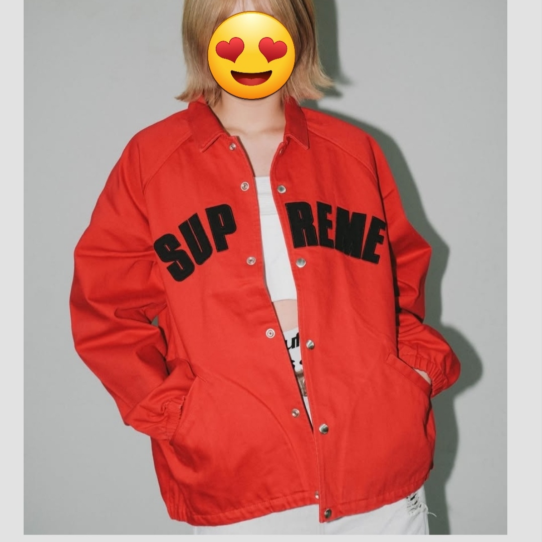 Supreme Arc Denim Coaches Jacket Red - 25SS 착용 스타일 - 1