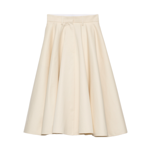 P132JH-10YP-F0018 (W) Prada Chino Midi Skirt Natural