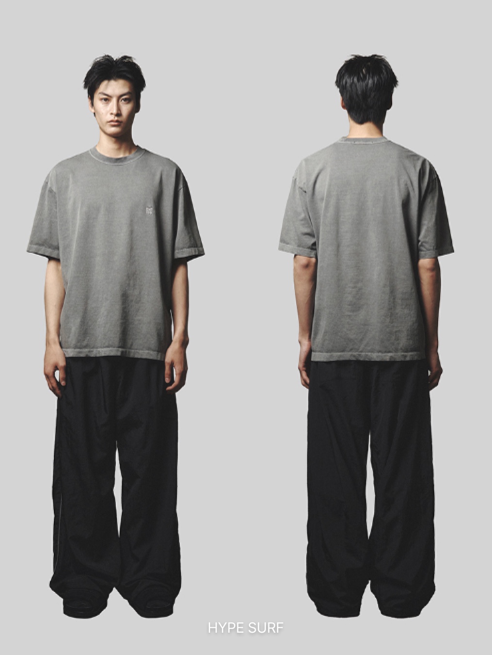 Polyteru Human Index Human Regular 1/2 T-Shirt Dyed Blue, Polyteru Human Index Human Regular 1/2 T-Shirt Dyed Gray 착용 스타일 - 5