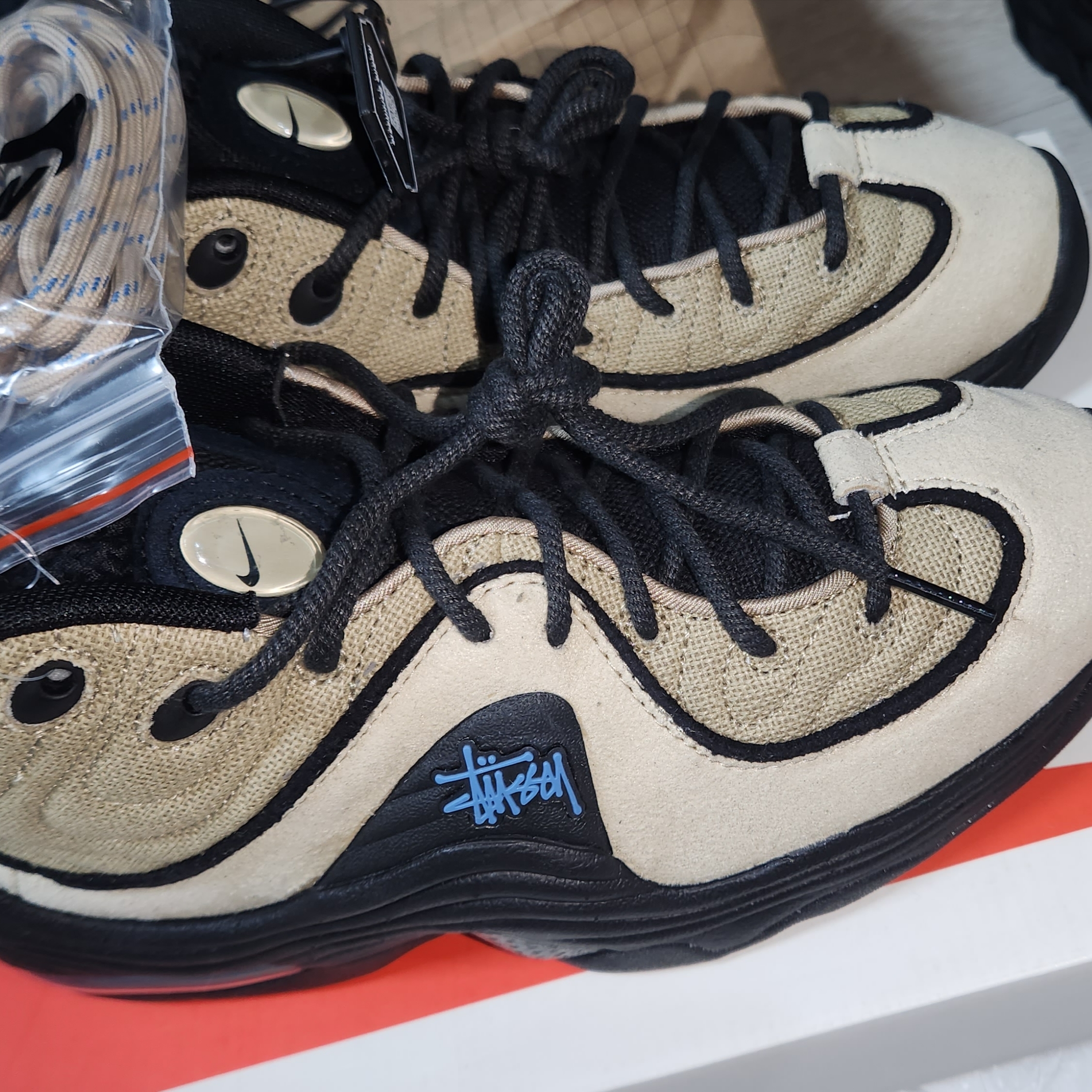 Nike x Stussy Air Penny II Rattan and Limestone 착용 스타일 - 5