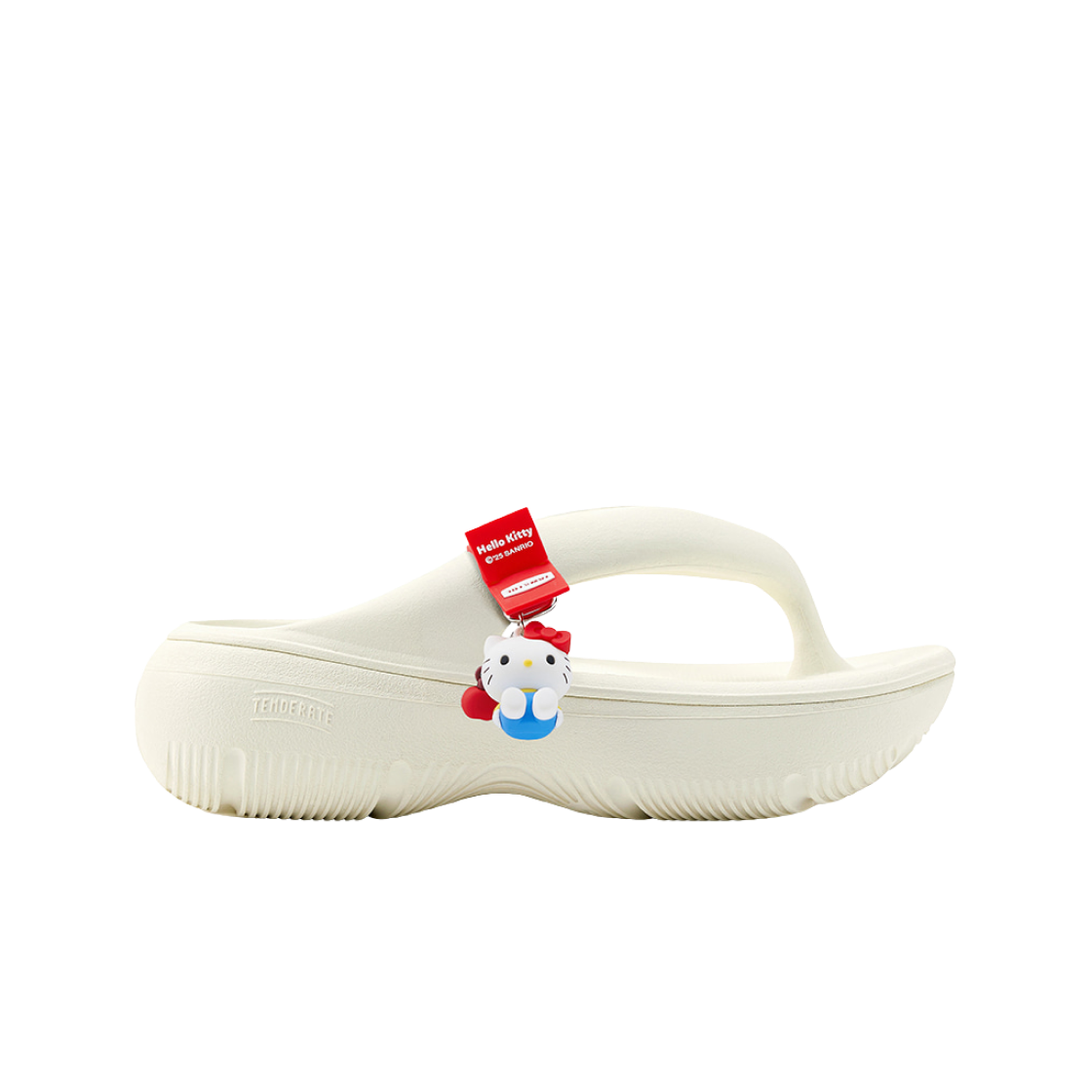 (W) 토앤토 x 산리오 플립플랍 제로비티 플럼피 헬로키티 참 태그 세트 크림((W) Taw&Toe x Sanrio Flip Flop Zerovity Plumpy Hello Kitty Charm Tag Set Cream)