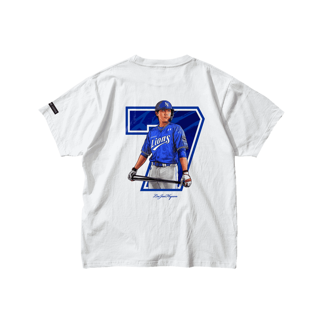 [예약배송] 삼성라이온즈 선수 일러스트 콜라보 티셔츠 이재현 화이트([예약배송] Samsung Lions Player Illustration T-Shirt LeeJaeHyun White)