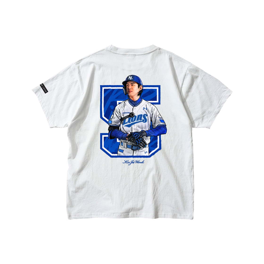 [예약배송] 삼성라이온즈 선수 일러스트 콜라보 티셔츠 구자욱 화이트([예약배송] Samsung Lions Player Illustration T-Shirt KooJaWook White)
