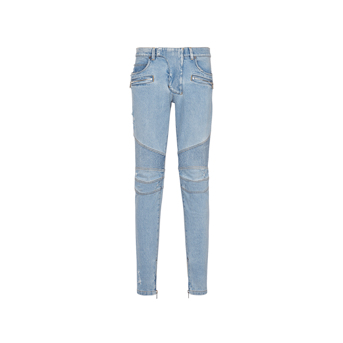 DH1MG009DE596FC Balmain Denim Biker Jeans Light Blue