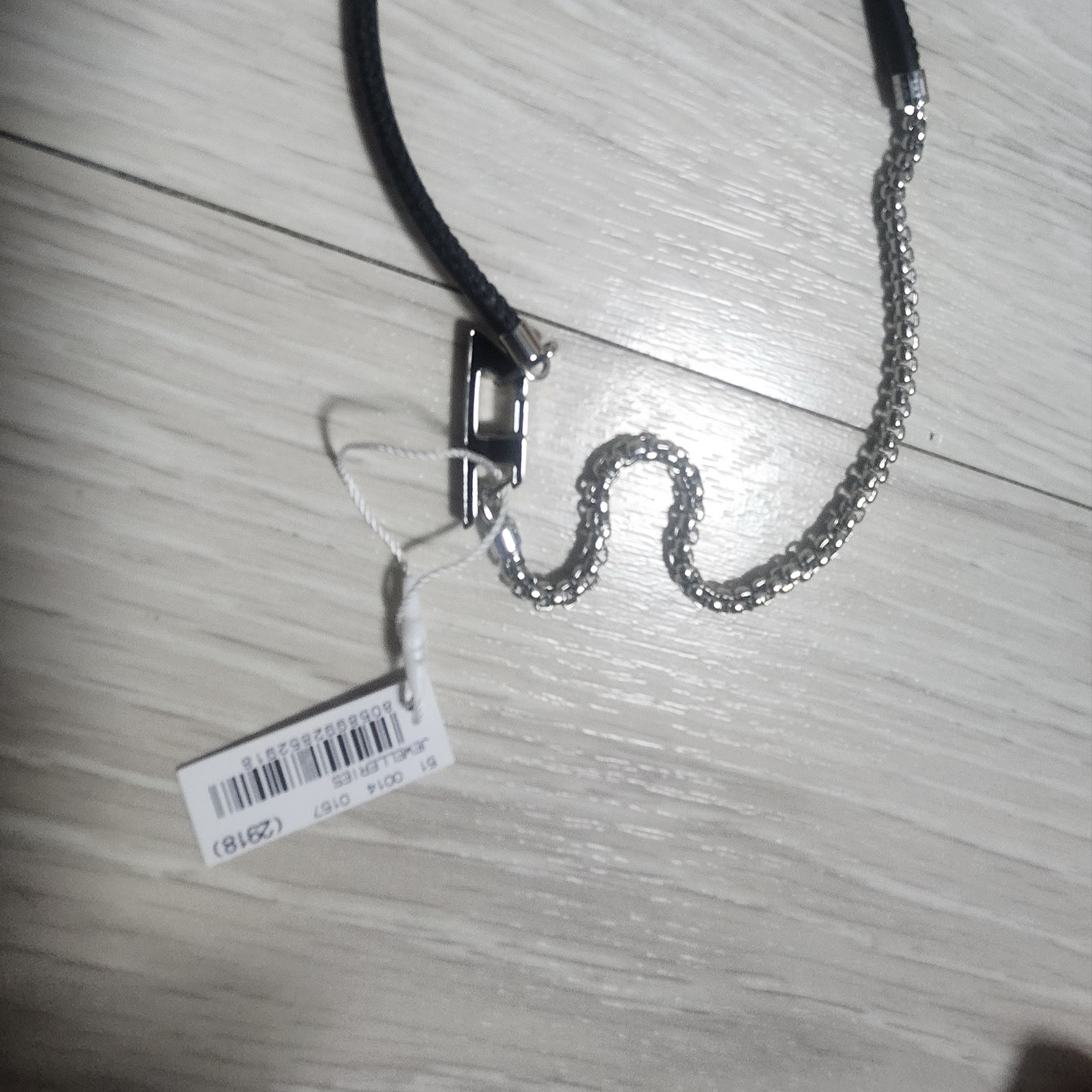 Diesel Dx1472 Stainless Steel Chain Bracelet Silver Black 착용 스타일 - 2