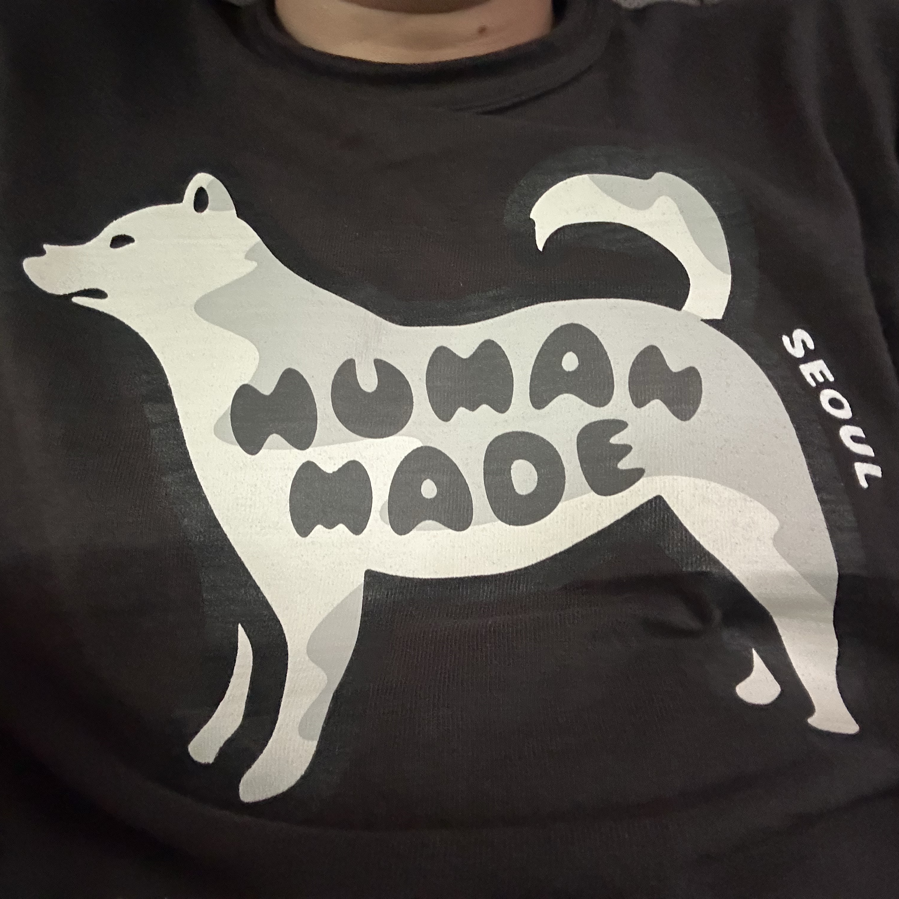 Human Made Animal Graphic T-Shirt Jindo Dog Black - Seoul Store Exclusive 착용 스타일