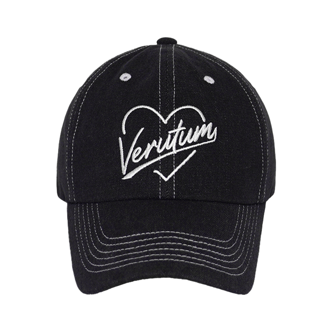 베루툼 하트 로고 스티치 볼 캡 블랙 데님(VERUTUM BC218DN Heart Logo Stitch Ball Cap Black Denim) - 2