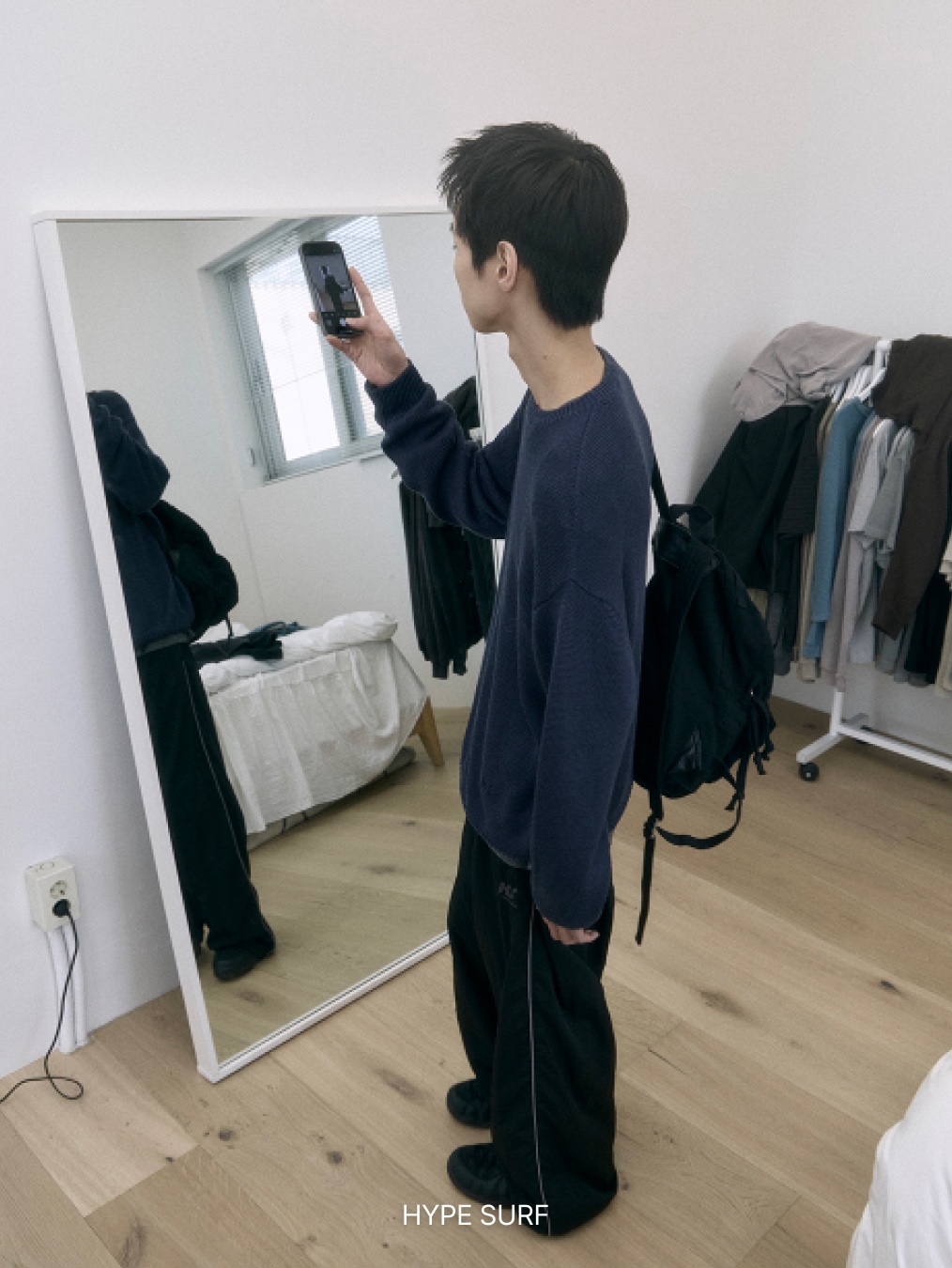 Polyteru Human Index Human Regular 1/2 T-Shirt Dyed Blue, Polyteru Human Index Human Regular 1/2 T-Shirt Dyed Gray 착용 스타일 - 3