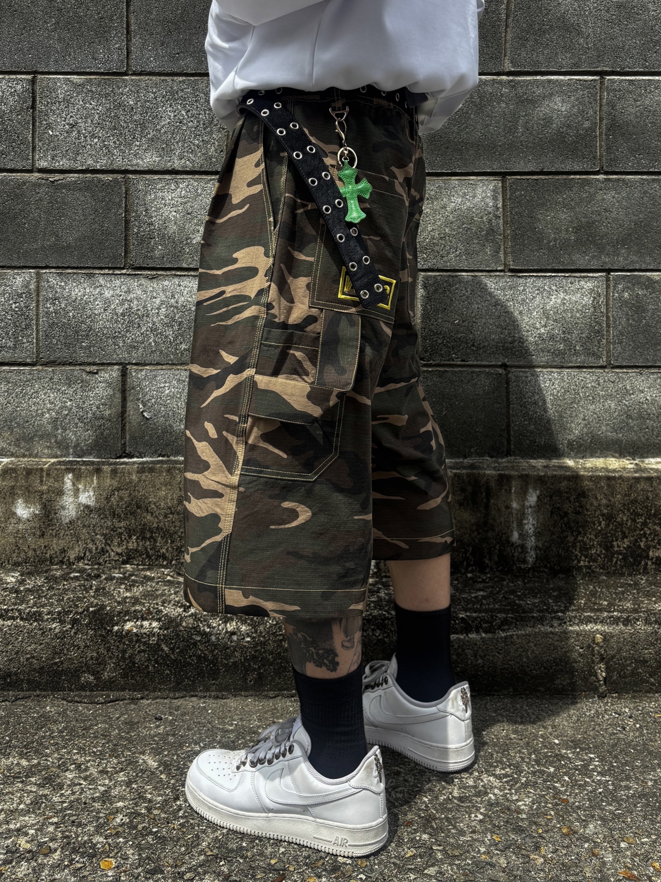 Wapworks Easy 3T Work Bermuda Pants Camo, Nike Air Force 1 '07 Low White 착용 스타일 - 2
