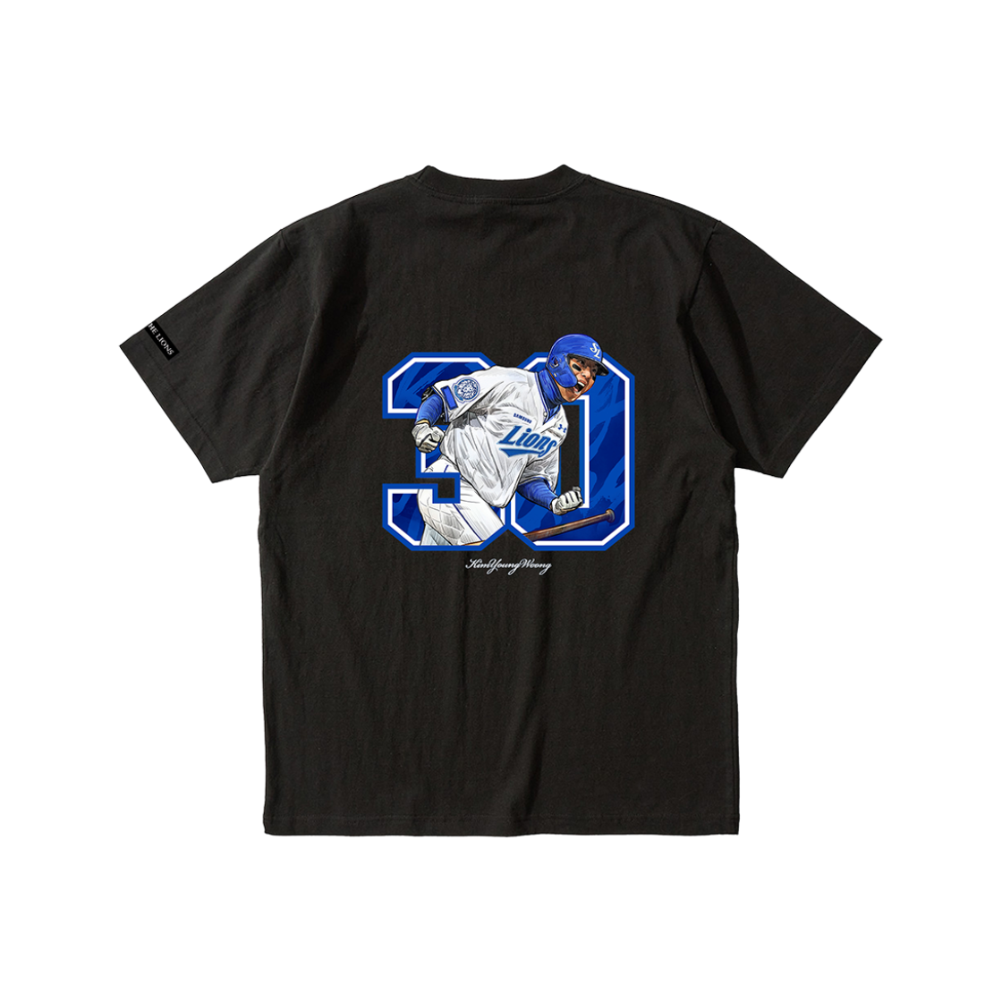[예약배송] 삼성라이온즈 선수 일러스트 콜라보 티셔츠 김영웅 블랙([예약배송] Samsung Lions Player Illustration T-Shirt KimYoung Woong Black)