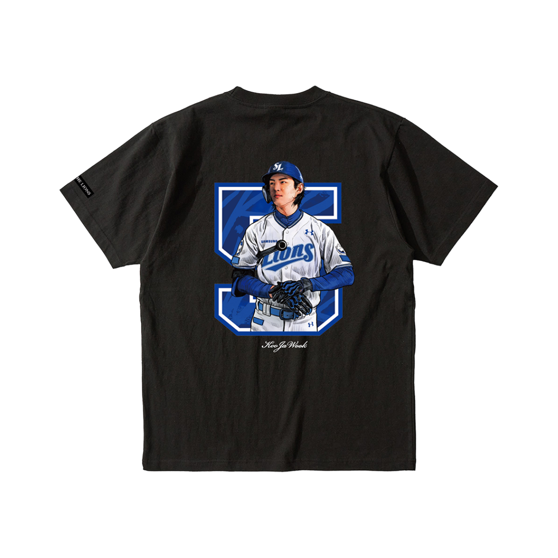 [예약배송] 삼성라이온즈 선수 일러스트 콜라보 티셔츠 구자욱 블랙([예약배송] Samsung Lions Player Illustration T-Shirt KooJaWook Black)