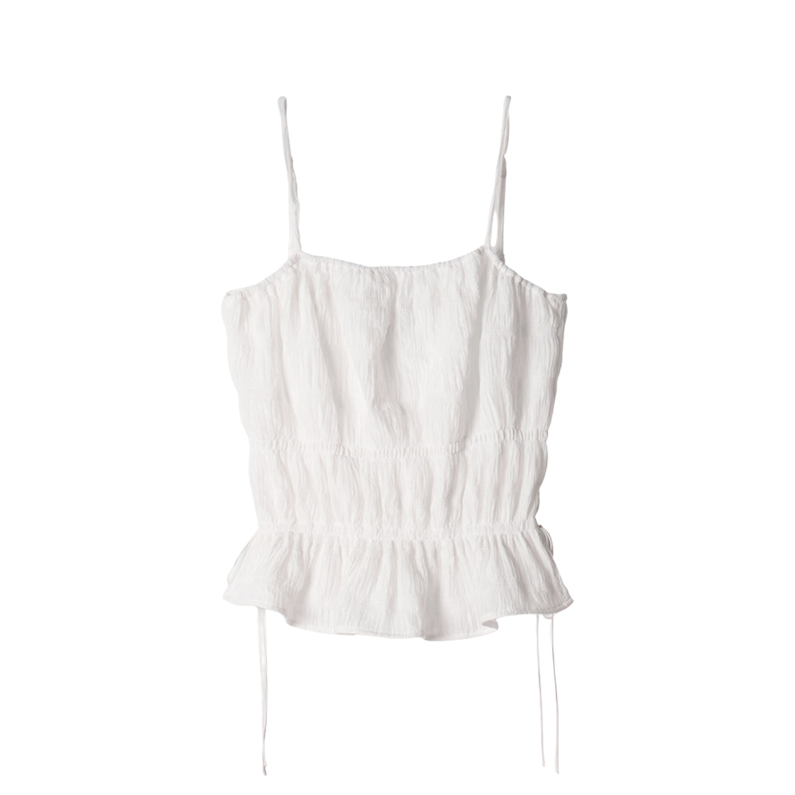 - (W) Aviemuah Crinkle Shirring Sleeveless Top White