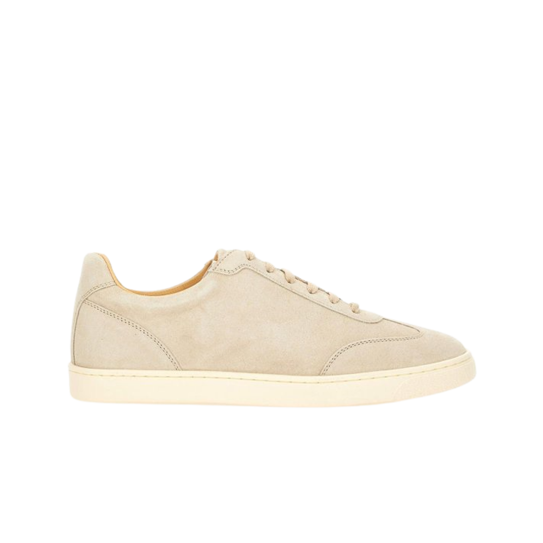 브루넬로 쿠치넬리 내츄럴 러버 솔 워시드 스웨이드 스니커즈 오트(Brunello Cucinelli Washed Suede Sneakers with Natural Rubber Sole Oat)