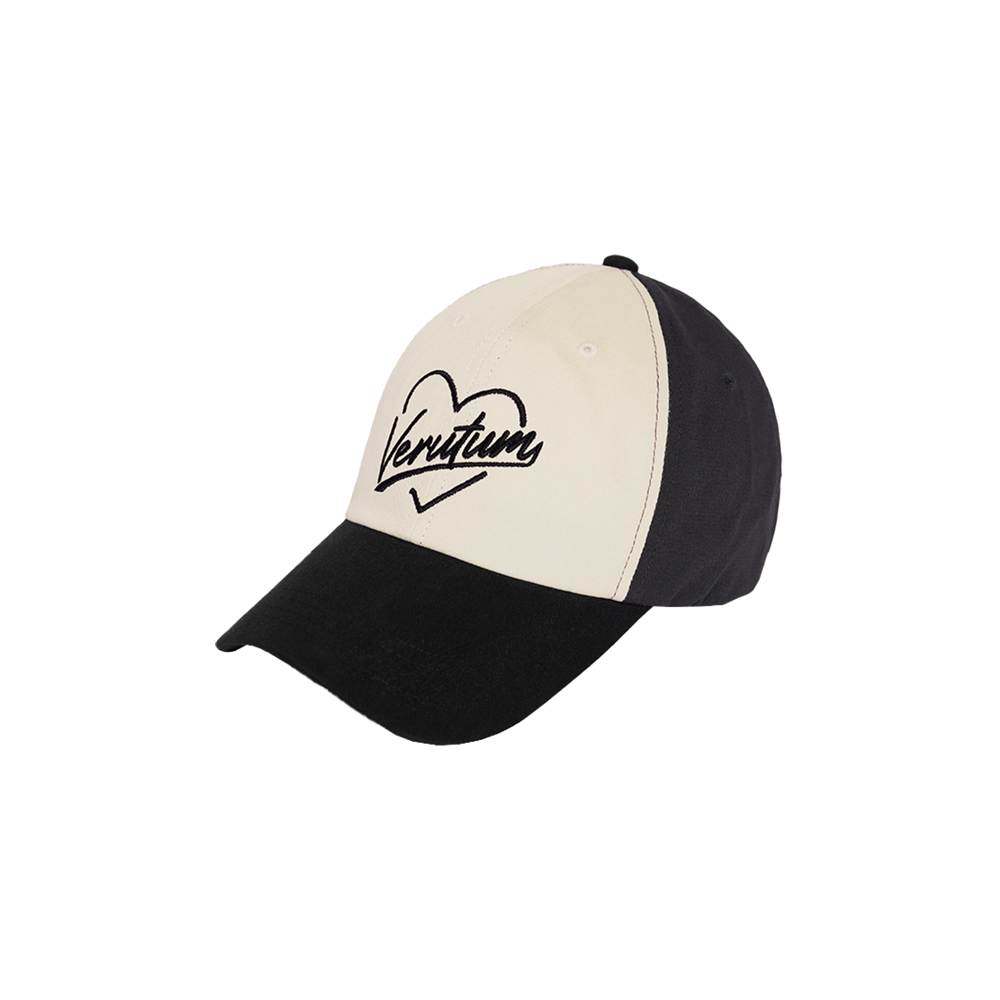 베루툼 하트 로고 컬러 블록 바이오 워싱 캡 차콜 블랙(VERUTUM BC220B Heart Logo Color Block Bio Washing Cap Charcoal Black)