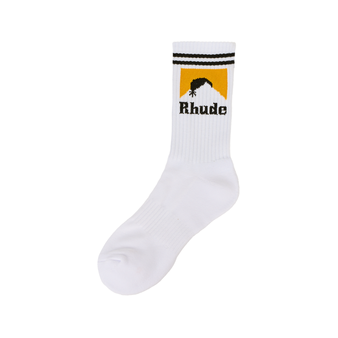 루드 스트라이프 문라이트 삭스 화이트 블랙 옐로우 - 25FW(Rhude Striped Moonlight Sock White Black Yellow - 25FW)