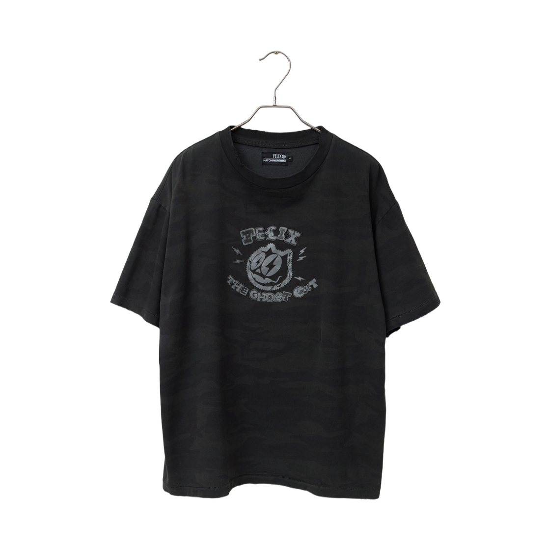 - Hatchingroom x Felix the Cat Lightning Ghost Felix T-Shirt Over Dyed Camo