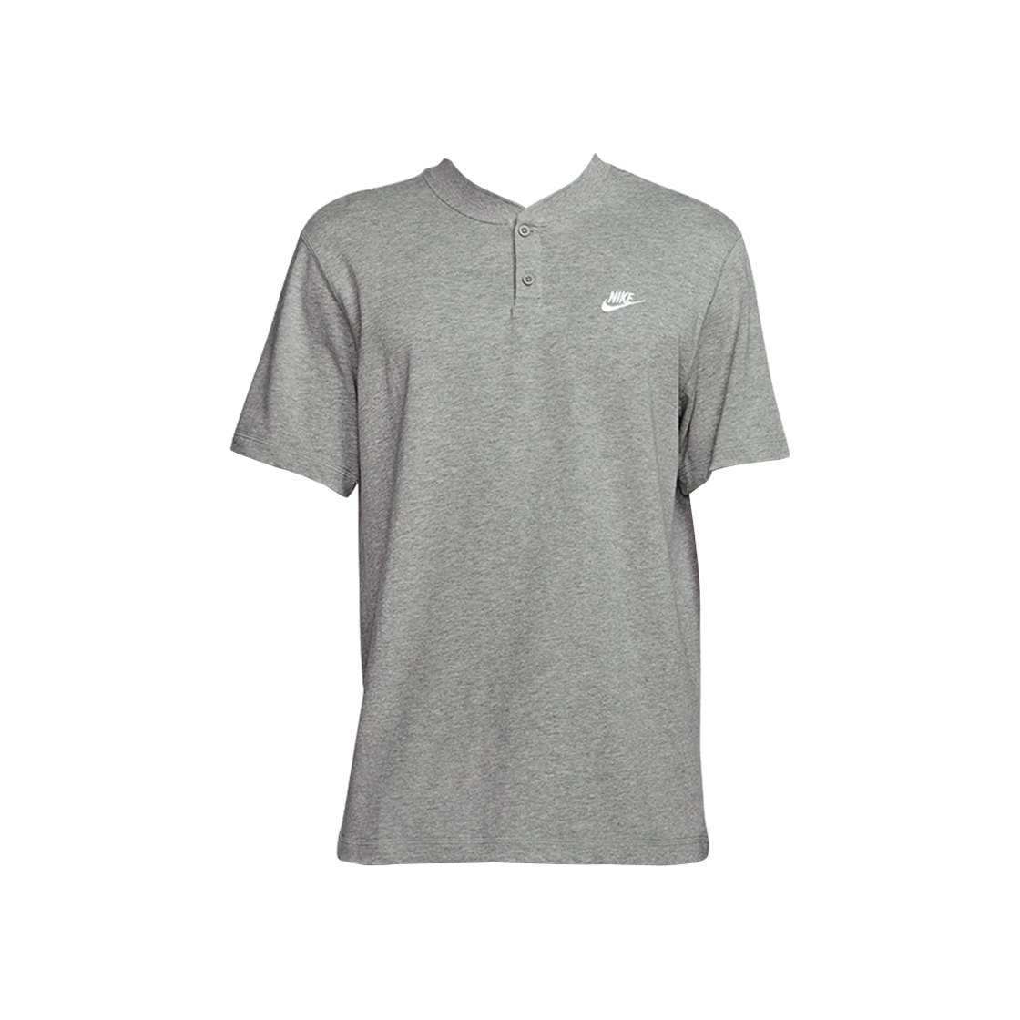 HQ5975-063 Nike Club Short Sleeve Henley Dark Grey Heather Light Smoke Grey