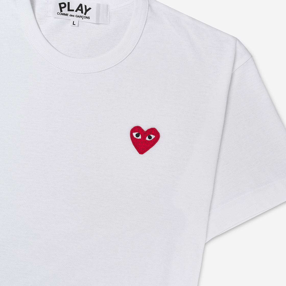 (W) 플레이 꼼데가르송 카모플라주 엣지 하트 티셔츠 화이트((W) Play Comme des Garcons Camouflage Edge Heart T-Shirt White) - 3