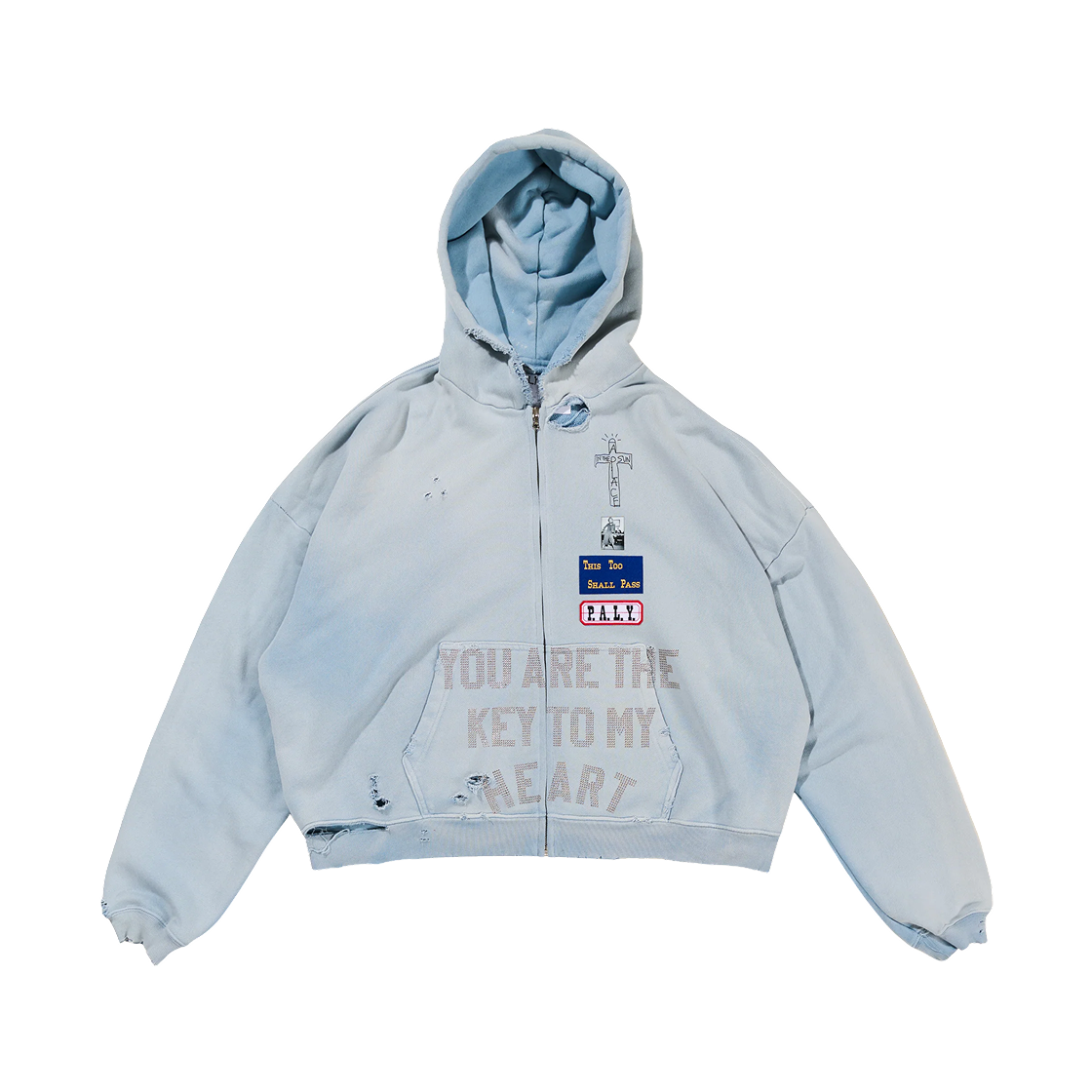 - Paly Hollywood Zanucks Zip Hooded Sweatshirt Sky Blue