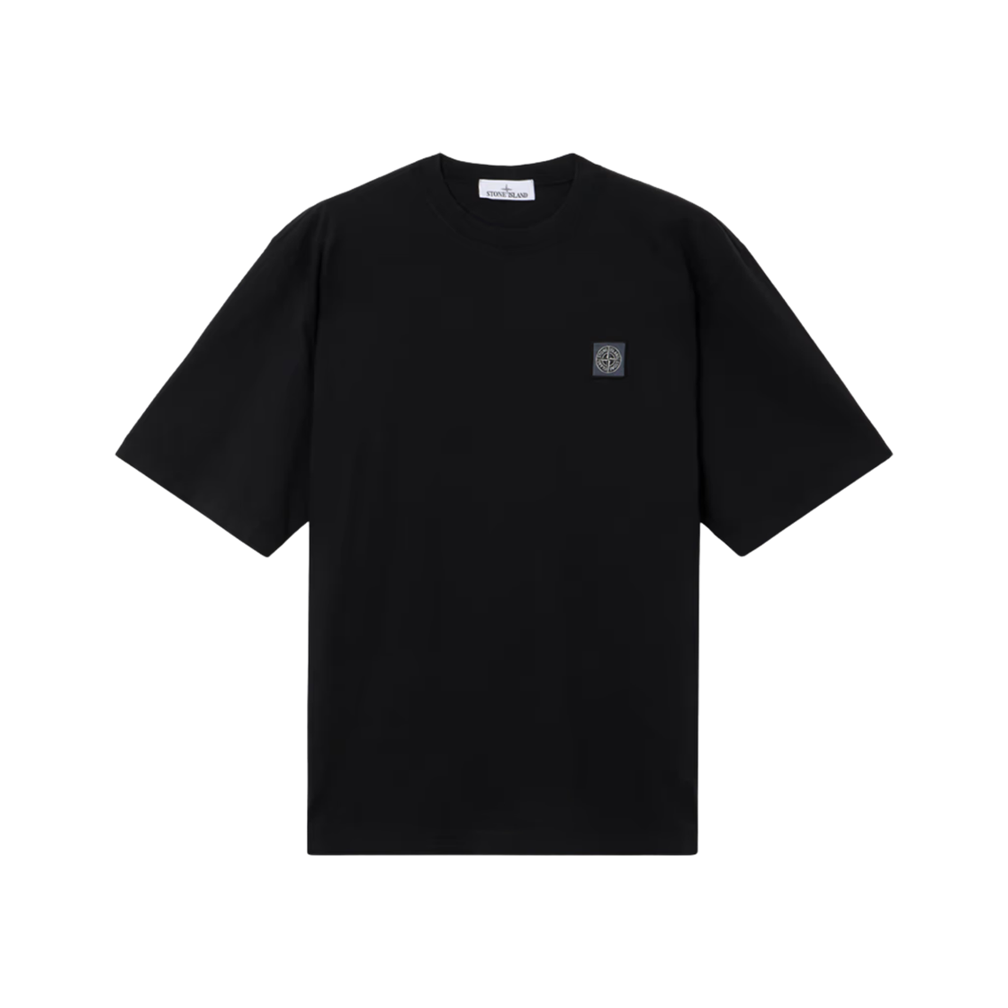 K2S1521000-25S0115-V0029 Stone Island 2100025 Combed Organic Cotton Jersey Regular Fit Short Sleeve T-Shirt with Compass Patch Black - 25FW
