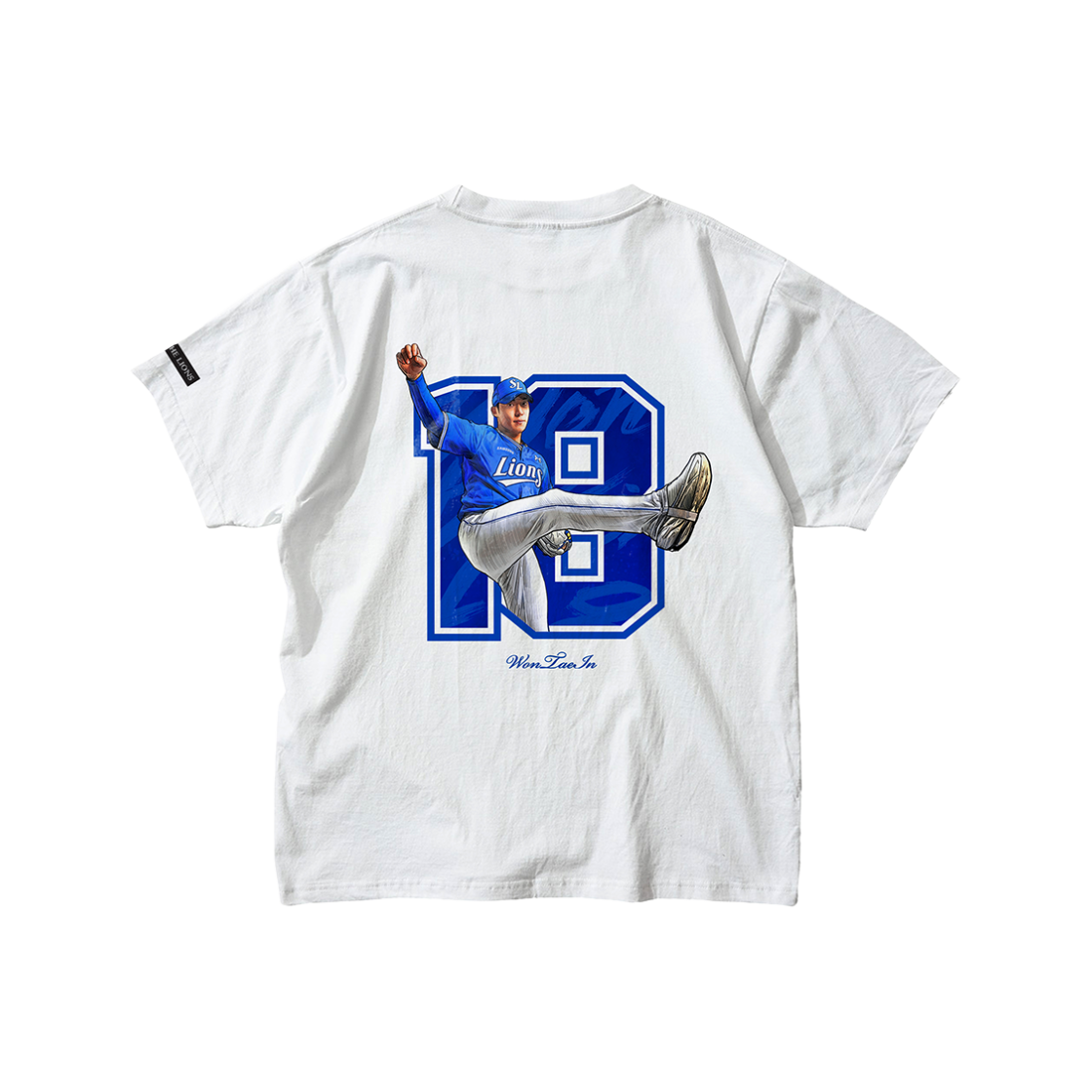 [예약배송] 삼성라이온즈 선수 일러스트 콜라보 티셔츠 원태인 화이트([예약배송] Samsung Lions Player Illustration T-Shirt WonTaeIn White)