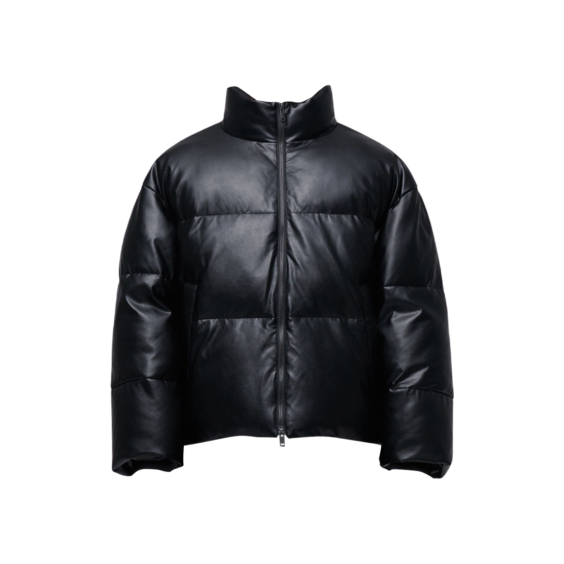 MMBUJ706-BK Musinsa Standard Synthetic Leather Puffer Short Padding Jacket Black