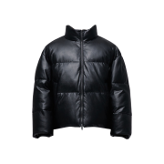 Musinsa Standard Synthetic Leather Puffer Short Padding Jacket Black