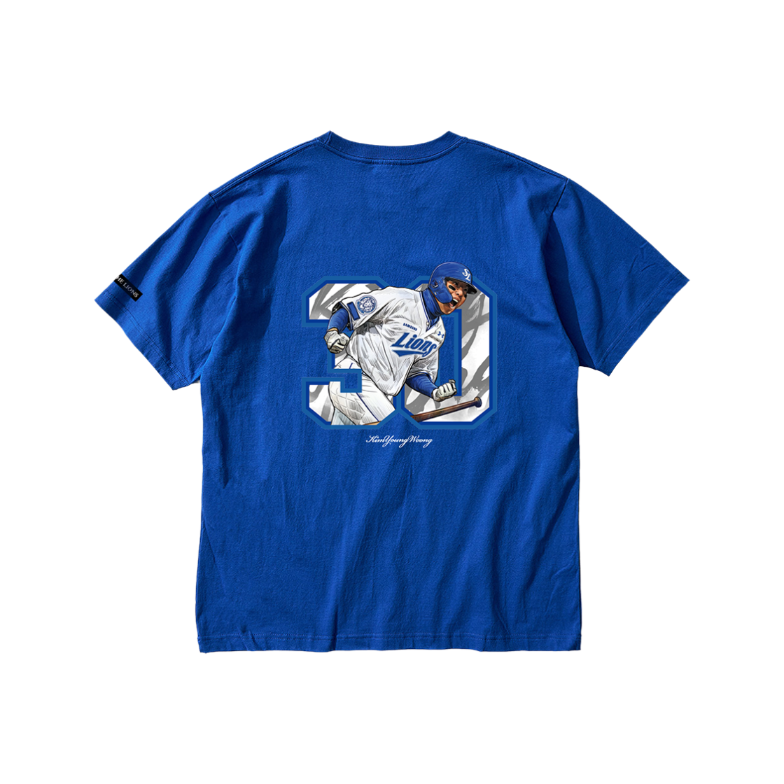 [예약배송] 삼성라이온즈 선수 일러스트 콜라보 티셔츠 김영웅 블루([예약배송] Samsung Lions Player Illustration T-Shirt KimYoung Woong Blue)