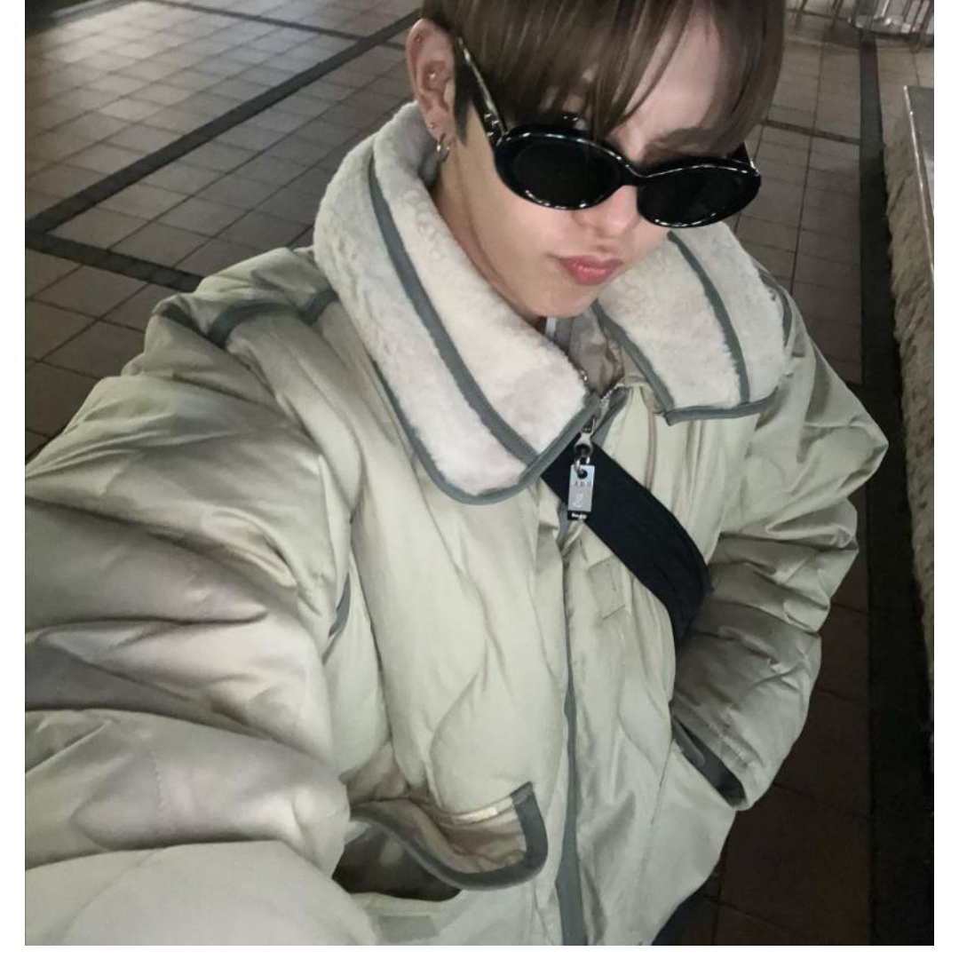 Diesel W-Petrit Quilted Padded Jacket with Contrast Trims White 착용 스타일
